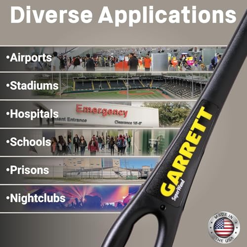 Image of Garrett High Sensitivity Hand Held Metal Detector Tool for Security with Alarm Mode -Sound, Vibration & Led Lights for Malls, Airports, Railway Stations 1165800 SuperWand