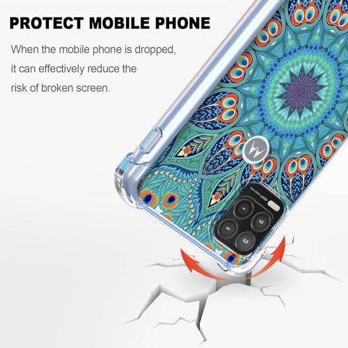 WEIOUHR Capa protetora para Moto G Stylus 2021 5G transparente TPU macio, design em relevo verde, resistente a arranhões, proteção leve, para Motorola G Stylus 2021 5G (verde pavão)