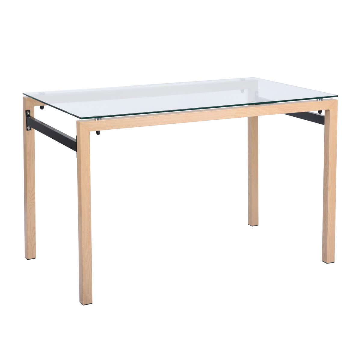 Kitchen Dining Table Rectangle Glass Top With Metal Legs In Wooden Color Modern Dinner Table Office Desk Buy Online In Belize At Belize Desertcart Com Productid 202868416