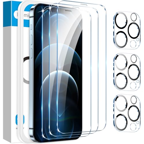 Image of Fotbor [3+3 Pack for iPhone 12 Pro Max Screen Protector with Camera Lens Protector, Tempered Glass Shatterproof Easy Installation Frame, HD Clear Full Coverage iPhone 12 Pro Max Accessories 6.7 Inch
