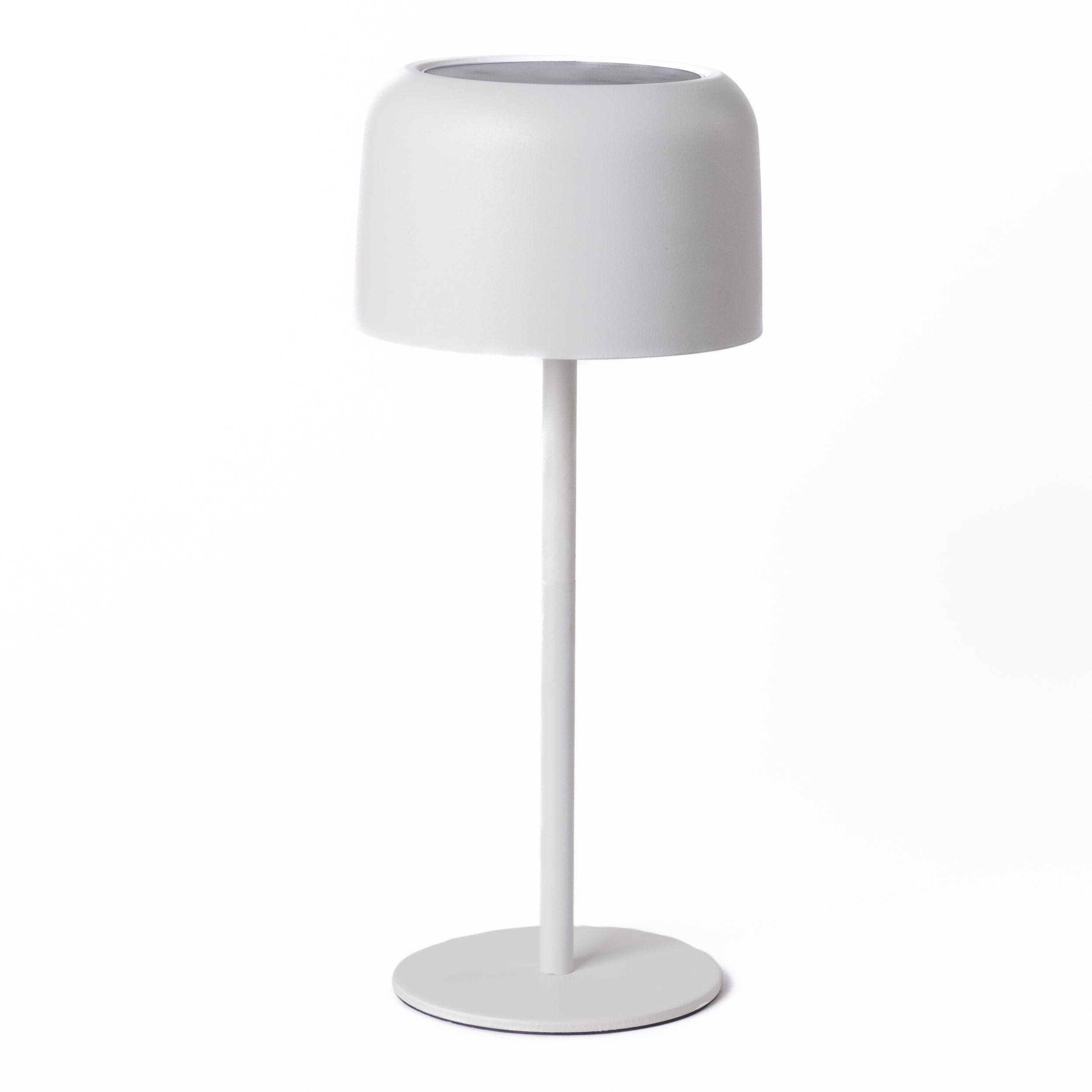 Garden Gear Solar Metal Table Touch Lamp – Waterproof, USB & Solar Powered, 3 Brightness Levels, LED, Cordless Outdoor & Indoor Light, Matte Finish, Non-Slip Base – Onyx Black/White (White)