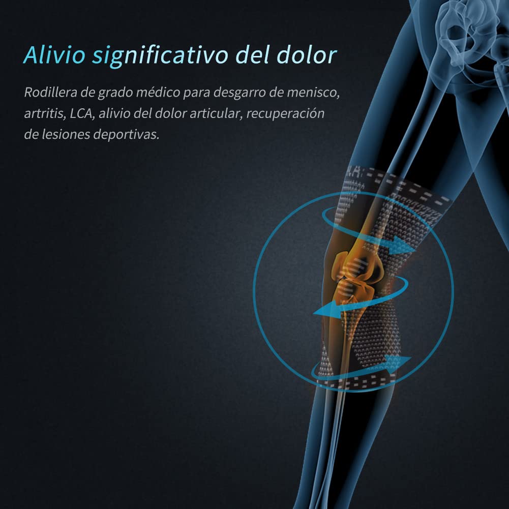 NEENCA Rodillera Profesional, Rodillera de Compresión con Almohadillas de Gel de Rótula y Estabilizadores Laterales para Hombre y Mujer, Rodilleras de Grado Médico para Correr, Desgarro de Menisco - 4