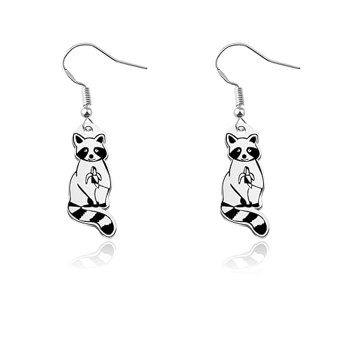 Raccoon Earring Raccoon Gifts For Women Trash Panda Gift Raccoon Lover Gift Raccoon Themed Jewelry Raccoon Stuff - Racoon banana earring