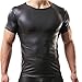 YiZYiF Men's Leather Like Underwear Short Sleeve T-shirt Undershirt Lingerie Top Large