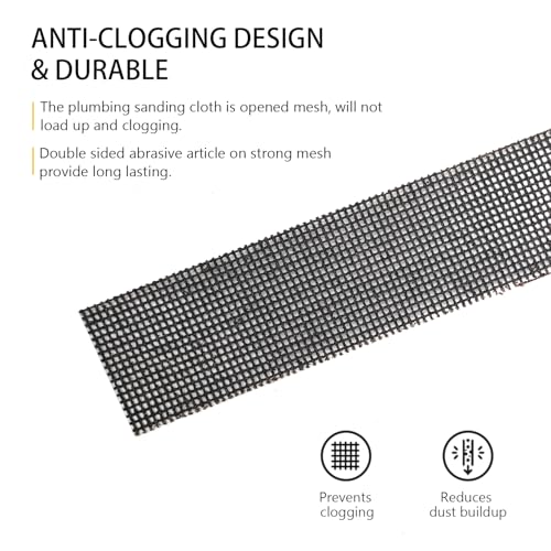 Image of SCOTTCHEN Sanding Rolls /Plumbing Sanding Cloth 1-1 /2 inch x 11yd (33 ft) / Plumber's Double Side Open Mesh /Silicon Carbide Grit #120-1Roll