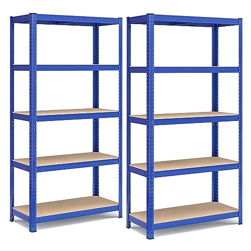 Songmics Juego De 2 Estanterías Pesadas De 5 Niveles, Estantería De Acero, Montaje Sin Tornillos, Instrumentos, Garaje, Almacén, Trastero, Carga De 875 Kg, 40 X 90 X 180 Cm, Azul Glr040q02 Songmics Juego De 2 Estanterías Pesadas De 5 Niveles, Estantería De Acero, Montaje Sin Tornillos, Instrumentos, Garaje, Almacén, Trastero, Carga De 875 Kg, 40 X 90 X 180 Cm, Azul Glr040q02