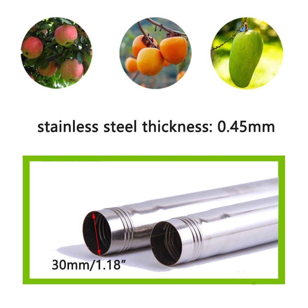 Recolector de Frutas, 3.6M Poste Recolector de Frutas con Cesta Herramienta para Recoger Naranjas de Manzana Selecciones de Jardinería con Poste de Conexión de Acero Inoxidable Ligero