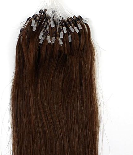 100s 16'' 18'' 20'' 22'' 24'' 26'' Loops Micro Rings Beads Tipped Remy Human Hair Extensions Straight 10 Colors in Women Beauty Style (18inch 0.5g/s 100s each pake, 04 medium brown)