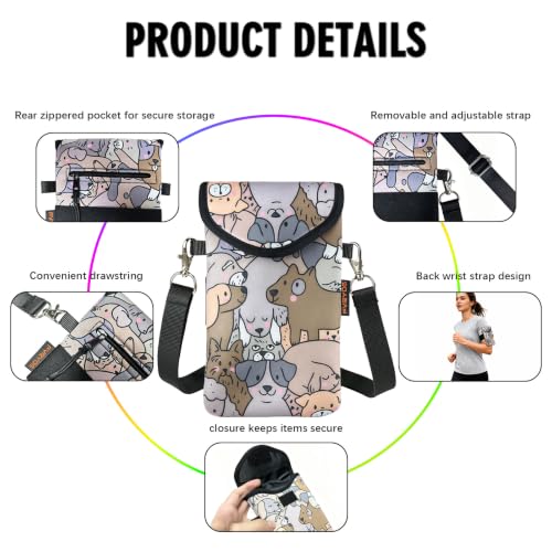 Image of Neoprene Phone Sleeve Pouch Case Bag for Men Women w /Crossbody Strap /Neck Lanyard for iPhone 17 /16 /15 /14 Pro Max, Samsung S25,Pixel 10