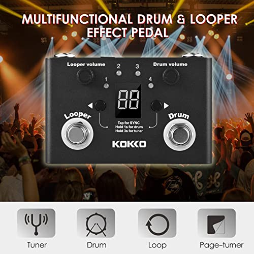 Pédale d'effet drum & looper compacte HUIOP avec Phrase Loop Recording et BT