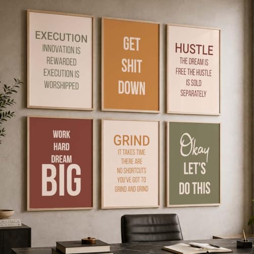 Image of kotart Quote wall Paintings with Frame for Home Decoration - Painting Living Room Bedroom Office hanging frames - Pack of 6 | Set Multicolo (14X20 Inch, F)
