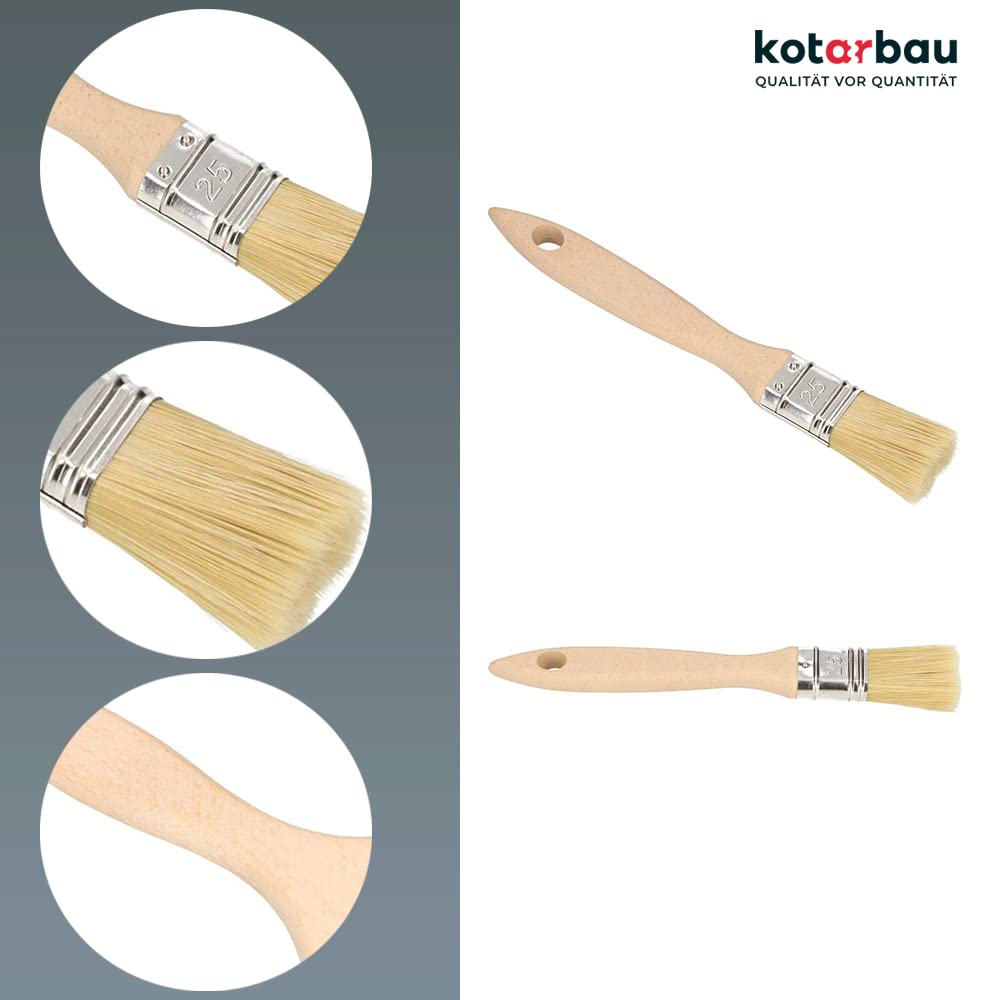 KOTARBAU® Farbpinsel Mit Holzgriff 25 mm 50 St. Alle Größen Flachpinsel Beizen Lasur Farben Malerpinsel Streichen Lack Acrylfarben Reißfeste Borsten Auswaschbar Uni