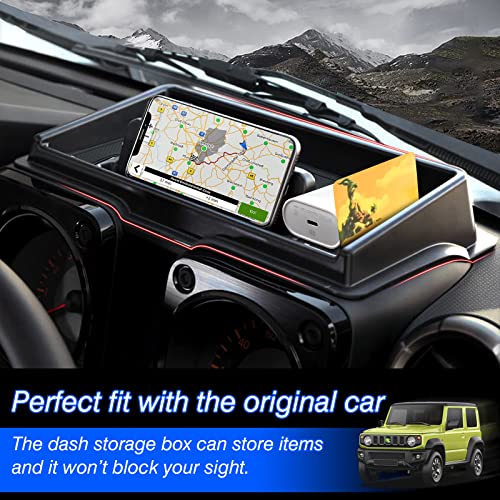 Image of Mixsuper Dash Center Console Organizer for 2019-2023 Suzuki Jimny JB64W JB74W, Dashboard Console Tray Storage Box Phone Stand Black