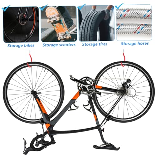 Toyvian 10個 自転車収納用壁掛けフック 耐荷重ネジ式大型フック 複色付き 輪行 スクーター ヤ吊り対応 ガレージ 物置用簡単取付拡張チュー