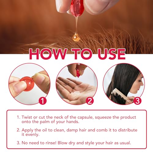 40PCS Hair Vitamin Serum Capsules Enriched with Vitamins A C E and Vitamins Pro B5, Enhanced Moroccan Macadamia Avocado Oils for Frizzy and Dry Damaged Hair, No Rinse Hair Oil - Image 8