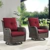HUMMUH Outdoor Swivel Rocker PE Wicker Patio Chairs Set of 2 Rattan Rocking Chair Furniture Set