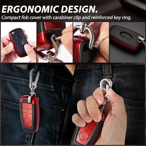 Funda para llavero Ford F150 y Explorer acabado premium rojo 5 botones 4