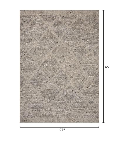 Image of Loloi Magnolia Home by Joanna Gaines Jones Pebble 2'-3 inch x 3'-9 inch Accent Rug | Magnolia Home by Joanna Gaines JON-03 Approx. 2x4 Grey Entryway Kitchen, Plush, Organic, Hand-Tufted, Low-Pile, Accent Rug
