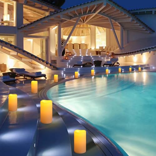Image of NURADA 6 inch x 4 inch Large Outdoor Flameless Candles - Waterproof LED Pillar Flickering Candle Battery Operated with Timer Remote Control for Patio Porch Lanterns Decor - Long Lasting Set of 2