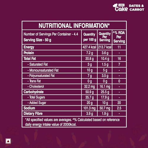 Image of Unibic Foods India Pvt LTD Dates & Carrot Cake|Premium Cake 440Gm (Pack of 2)