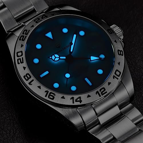Image of Pagani Design Luxury Automatic Mechanical Watch for Man 42mm GMT Sport Watch with Stainless Steel Strap, Sapphire Glass & 10ATM Waterproof