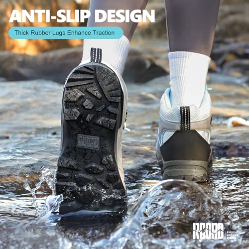 Image of R CORD Womens Hiking Boots Waterproof Slip-Resistant Cushioned Support Durable for Hiking, Travel, Rainy Days, Camping, and Outdoor Adventures