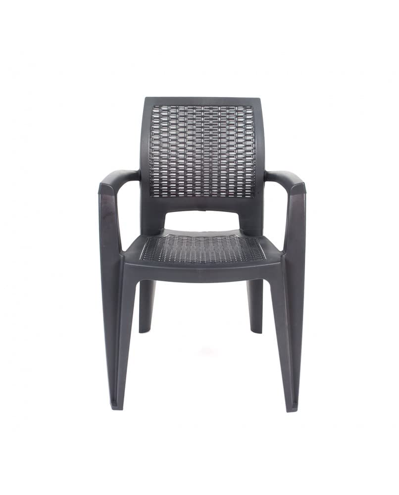 CREVICOSTA QUALITY MARK MARCAS DE CALIDAD - Conjunto Mesa Viana Redonda + 4 sillas Caribe de Resina (Antracita)