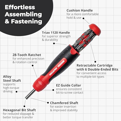 MegaPro 211R1C36RD 1" 13-In-1 Ratcheting Automotive Driver Bits in Red - Image 4