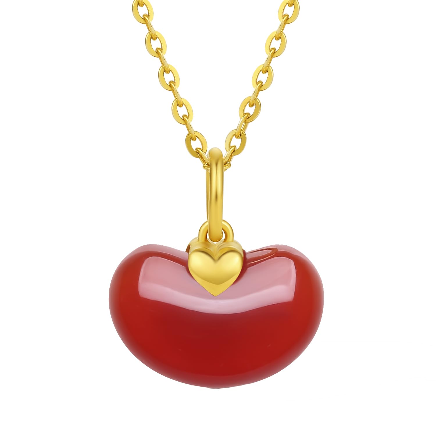 Sponsored Ad - 24K Gold Pendant for Women Red Agate Jewelry Bean Pendants Natural Gemstone Heart Charm Dainty Healing Stone Charms Love Simple Cute Fashion Tiny Beads Gifts for Wife Mom Daughter J0410956