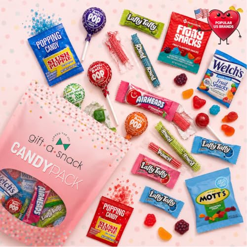 Image of Gift A Snack - Snack Box Candy Variety Pack Care Package + Greeting Card (Assortment) Graduation Birthday Sweet Treats Gift Basket, Office Food Assortments & Variety Gifts