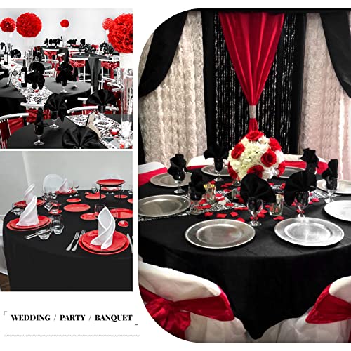 Teruntrue 8 Packs Round Tablecloths 60 Inches Black Polyester Fabric Circular Table Cloth Stain And Resistant Wrinkle Washable Table Cover For Wedding,Parties,Banquet, Holiday,Dinner Tables Decorate #TOP5