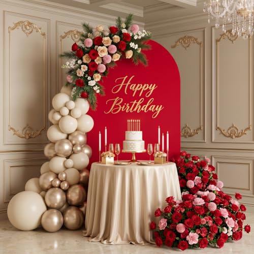 Image of Arch Backdrop Cover 6ft Double Color Spandex Wedding Arch Stand Covers for Birthday Party Baby Shower Gender Reveal Boy or Girl Decoration(Black&Red)