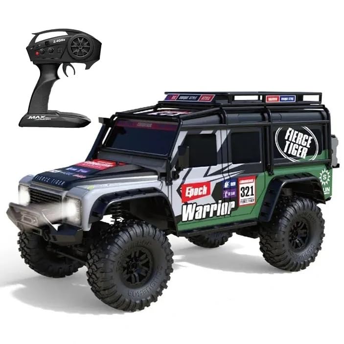 MZtoyz Landrover Defender 1:10 Scale 4WD Electric RC Crawler Off-Road Truck, 2.4G Remote Control, Brushed RTR, 2 Battery