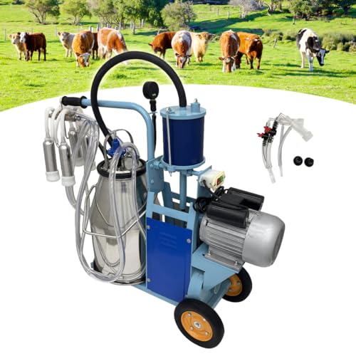EQCOTWEA Electric Milker Milking Machine 550W Piston Milker Machine for Cow/Sheep Cow Goat Piston Milker with 25L Barrel, Milking 10-12 Cows/H, Farm Suction Milking Equipment for Cow Goats