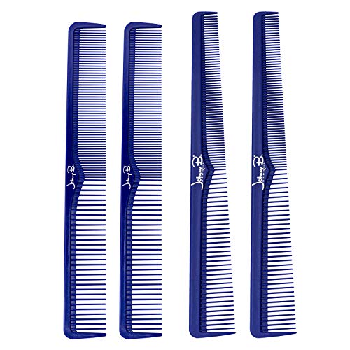 Johnny B Professional 4 Pack Carbon Cutting & Styling Combs For Barbers, At-Home Use, Blue #TOP22