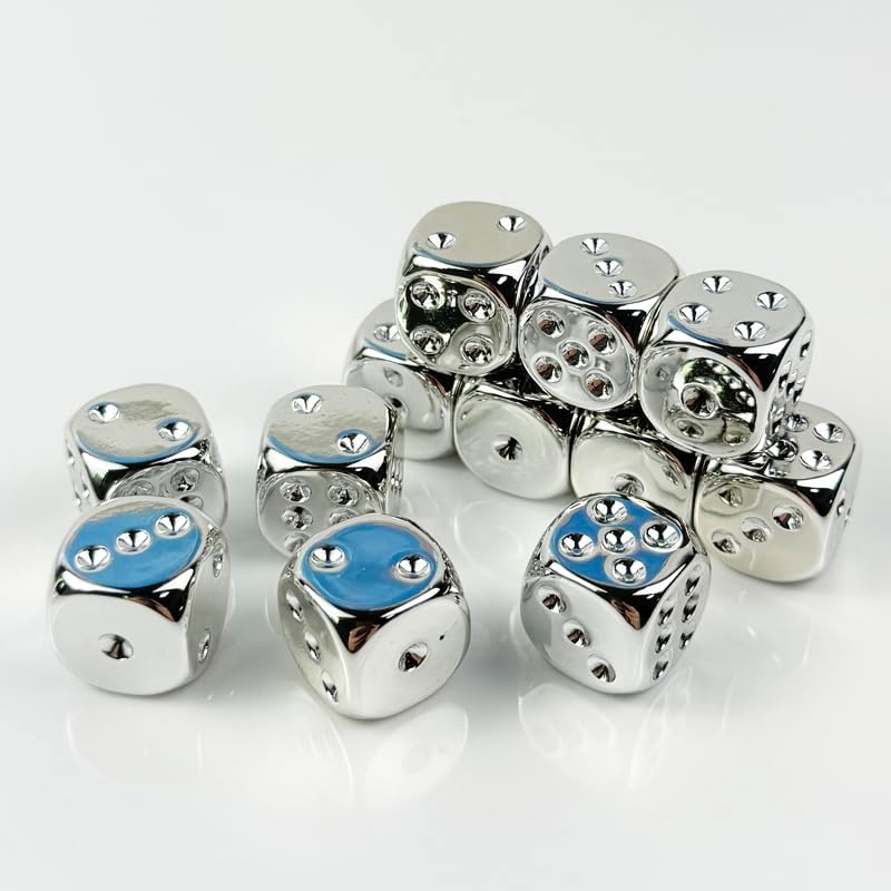 12 Pieces Electroplated Color 16mm D6 Dice 6 Sided Dice Set Round Corner Board Game Dice for RPG MTG DND Table Games