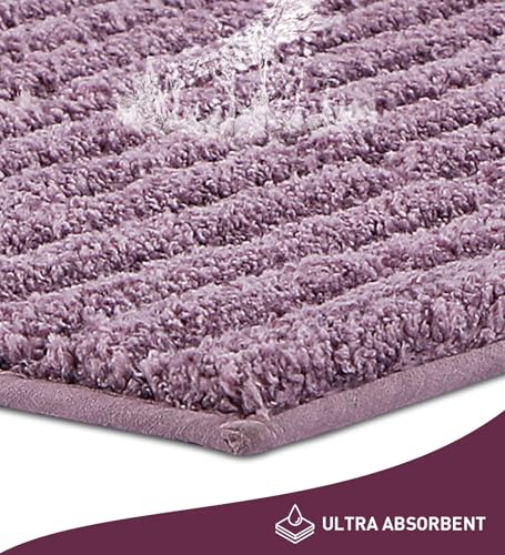 Image of Obsessions Soft & Plush Bath Mat | Quick Dry, Stain & Skid Resistant | Luxuriously Soft, Long Lasting Color | TPR Latex Backing, Size 50x80 cm, Onion Pink & Plum