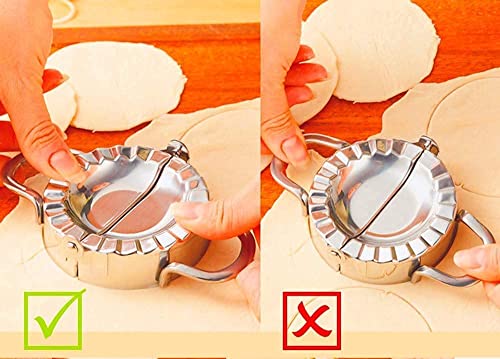 Image of Stainless Steel Momos Maker Dumpling Dough Press Mould Wrapper Cutter - Gujiya Samosa Ghughra Karanji Maker Kitchen Tool for Momo Dumpling Wrapping & Dough Cutting Cooking Tool (Big)