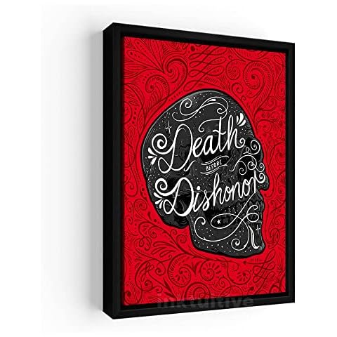Inktuitive Death Before Dishonor Inspirational Canvas Wall Art | Motivational Decor for Bedroom, Living Room & Business Office | 40 x 30 Inches Black Frame Cover