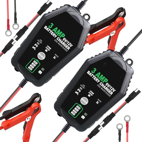 3-AMP Car Battery Charger, 6V/12V Trickle Charger and Maintainer, Fully-Automotive Float Charger/Desulfator for Cars, Bo - Detailed View