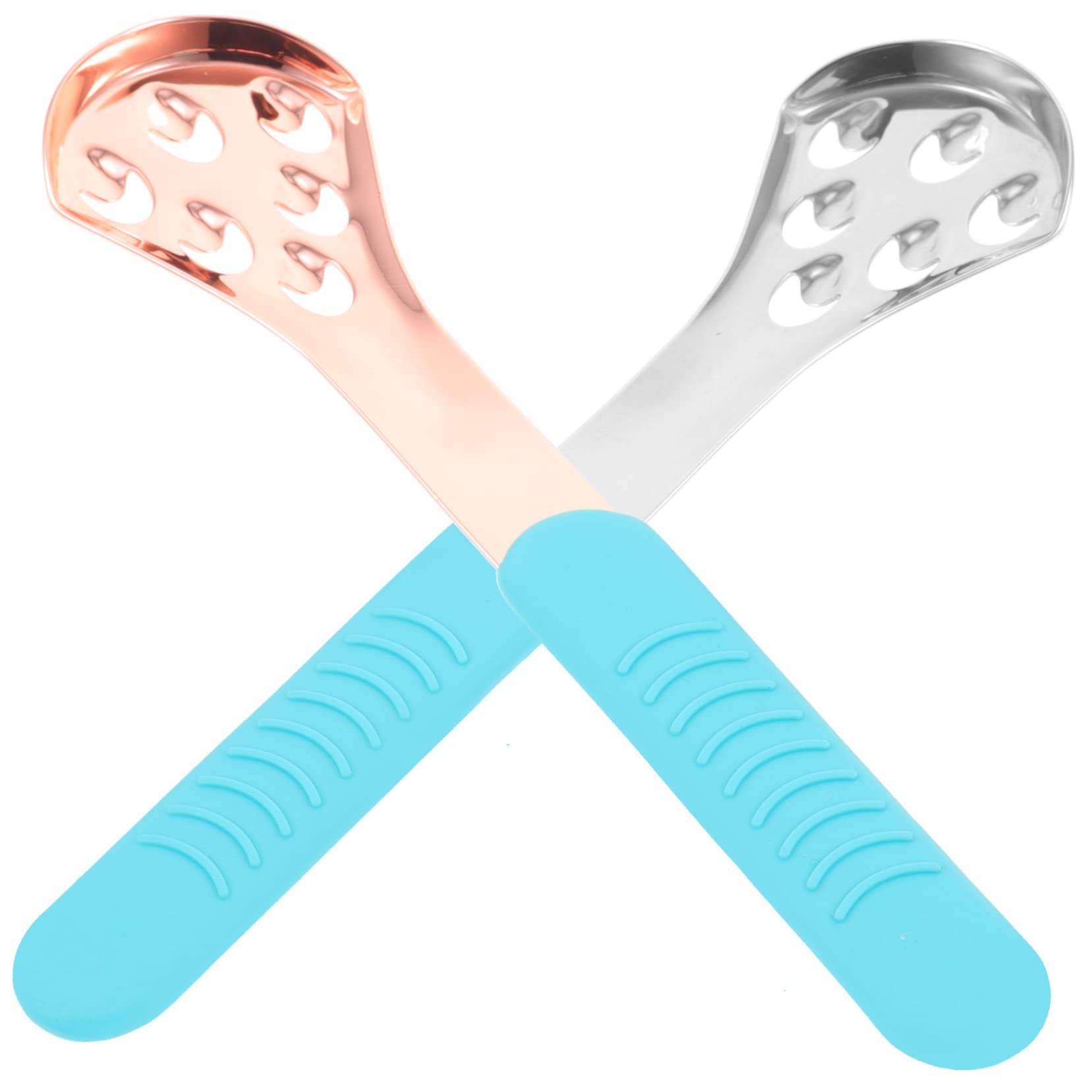 FOMIYES Metal Tongue Scrapers for Adults 2pc Set Handheld Oral Cleaning Tools Bad Breath for Daily Use