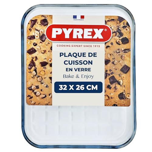 Pyrex - Plaque de Cuisson 32x26 cm - Plaque en Verre Résistante aux Rayures et Températures extrêmes - Plaque Patisserie en Verre Borosilicate - Ustensile de Cuisine...