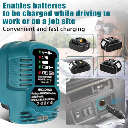 YUHDWRE Carregador automático para Makita 18 V, mini carregador de bateria para carro, substituição