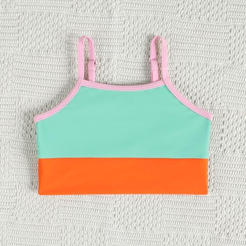 Image of Little Girl Swimsuit Casual Swimwear Kids Two Piece Color Block Bathing Suits Beach Bikini Set 3-12Years