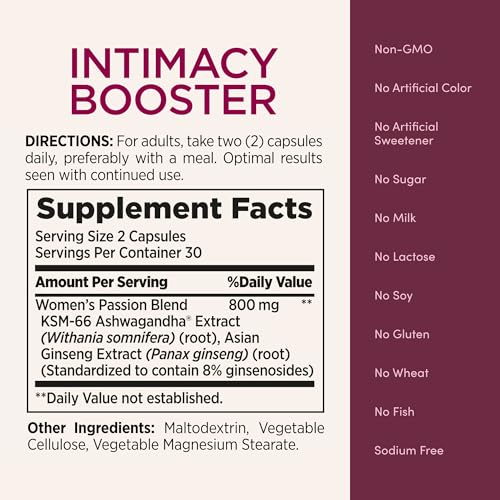 Image of Nature's Bounty Optimal Solutions Intimacy Booster, Clinically Shown to Enhance Sexual Pleasure and Arousal, 60 capsules, 30 Total Servings