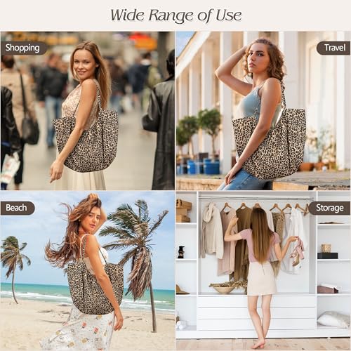 Bolsa Tote de Lona con Estampado Leopardo Grande miniatura 3