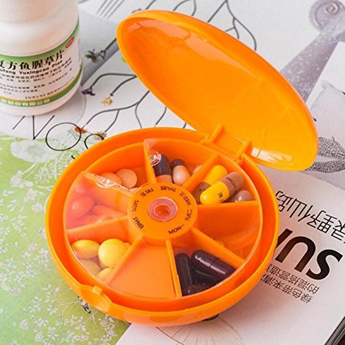 Orange Portable mini medicine box 7 Days Weekly Tablet Pill storage