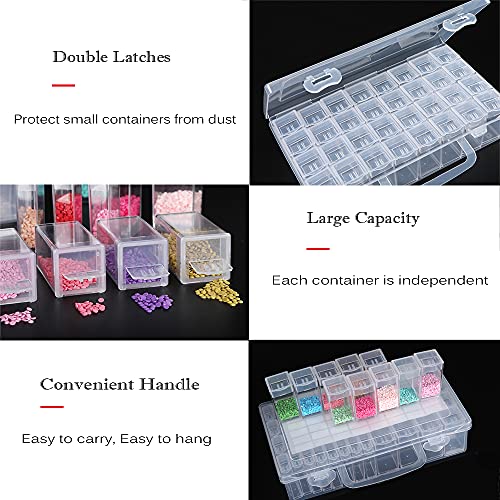 Image of 32 Grids Bead Organizer Box, Diamond Painting Drill Storage Containers, Embroidery Beads Storage Box with Label