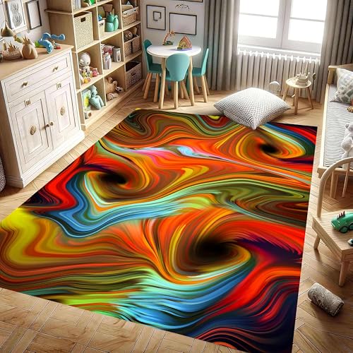 Tapete de área colorido 6x8ft antideslizante y lavable miniatura 2