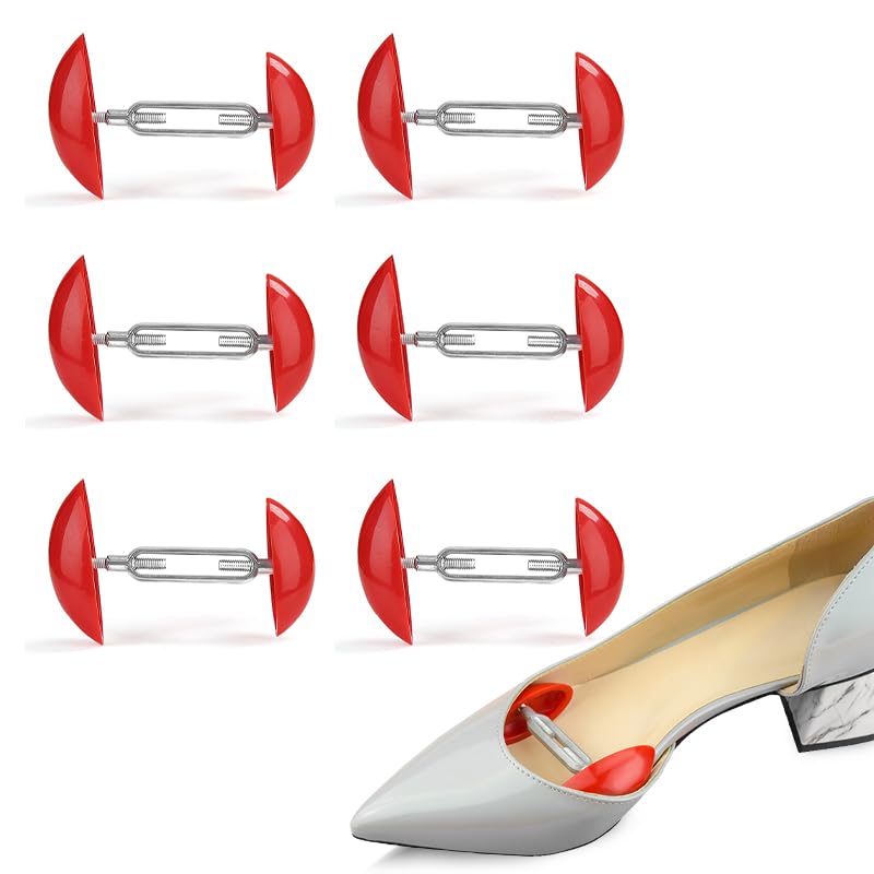 LZYDKH Tensores de zapatos ajustables, 3 pares de hormas para zapatos de mujer, universales, para zapatos deportivos, zapatos de piel, tacones altos, color rojo